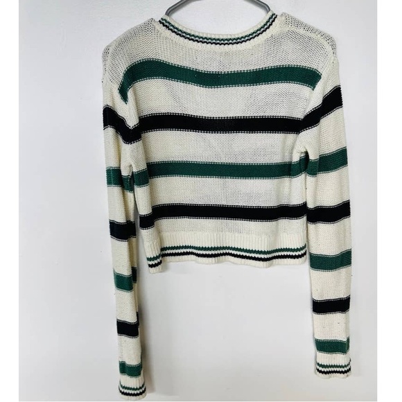 Abercrombie & Fitch Cropped Sweater Cardigan Button Up Striped Preppy Knit - Picture 7 of 7